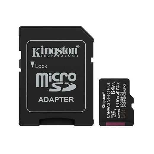 Kingston Memoria SD Micro 64GB Clase 10 con Adaptador Canvas Select Plus 100MB/s