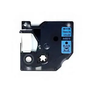 Dymo D1 45016 Cinta de Etiquetas 12mm x 7m - Texto Negro sobre Fondo Azul