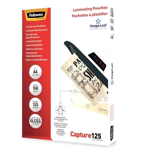 Fellowes Fundas De Plastificar 125 Micras A4 Brillo Pack 100 Unidades