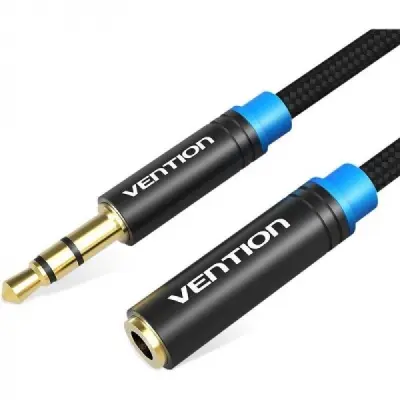 Vention Cable Alargador Estéreo Jack 3.5 Macho a Hembra - 1m - Negro