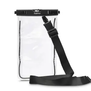 Hama Funda Impermeable Universal IPX8 con Cierre a Presión, PVC, 12.5x1.5x20cm, Negro y Transparente