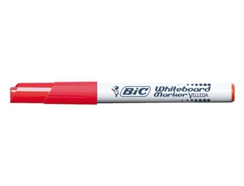 Bic Velleda 1741 Marcador Para Pizarra - Punta De 4.5 Mm - Trazo 1.4Mm - Tinta Con Base De Acetona - Borrado Optimo - Larga Duracion - Color Rojo