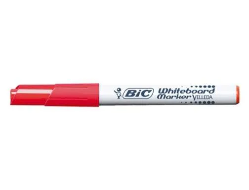 Bic Velleda 1741 Marcador Para Pizarra - Punta De 4.5 Mm - Trazo 1.4Mm - Tinta Con Base De Acetona - Borrado Optimo - Larga Duracion - Color Rojo