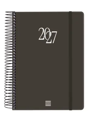 Finocam My Agenda Espiral 2027 - 1 Día por Página - Formato E10 - 155x212mm - Tapa Dura Negra