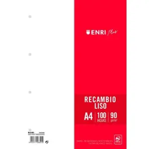 Enri Recambio Plus 100H A4 90g Liso 4 Taladros Blanco