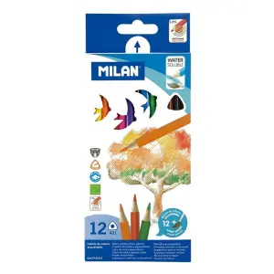 Milan Pack de 12 Lápices Triangulares Acuarelables con Pincel - Mina 2.9mm