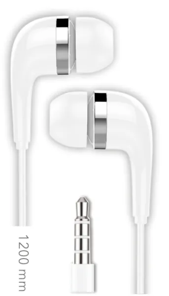 TechOneTech Auriculares con Micrófono Integrado, Conexión Jack 3.5mm, Cable 1.20m, Blanco