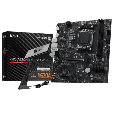 MSI Pro A620AM-G EVO WIFI AMD A620A Micro ATX Placa Base AM5