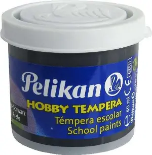 Pelikan Tempera Escolar 40ml - Fácil de Lavar - Color Negro - Ideal para Proyectos