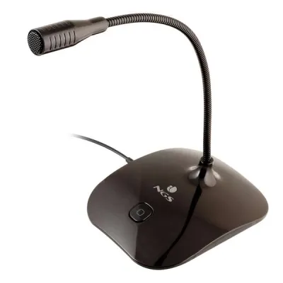 NGS MS115 Micrófono de Escritorio Omnidireccional Ajustable con Botón Mute 1.50m Jack 3.5mm Negro