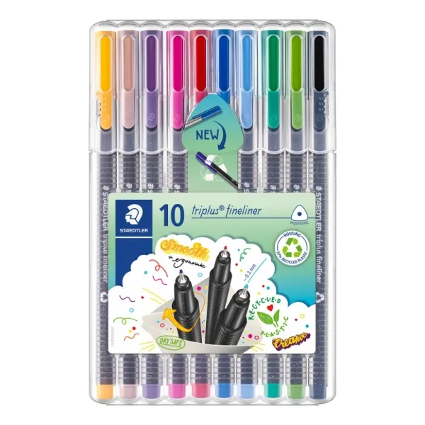 Staedtler Estuche 10 Rotuladores Triplus Fineliner 334 Colores Surtidos