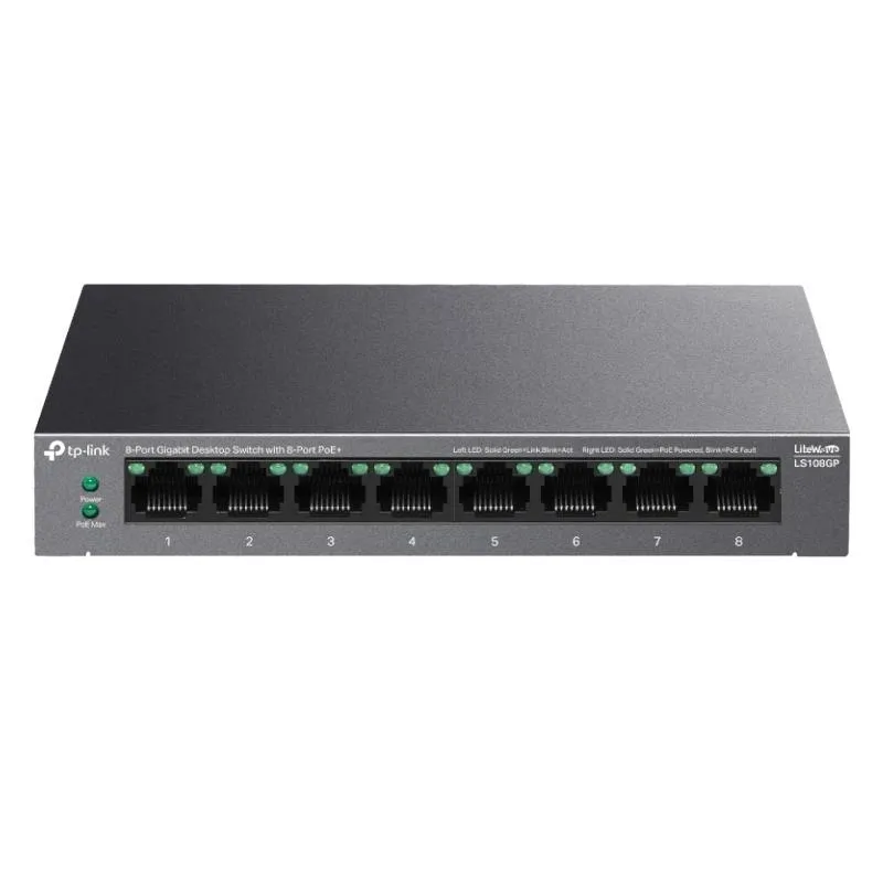TP-LINK LiteWave LS108GP Switch No Gestionable 8 Puertos Giga PoE+ Metal