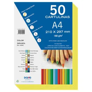 Dohe Pack de 50 Cartulinas A4 180gr PH Neutro Color Girasol Libres de Cloro
