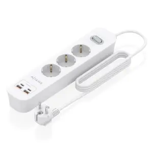 Aisens Regleta 3 Tomas Schuko con 2xUSB-C, 2xUSB-A, 1.4m, Power Delivery 3.0, Qualcomm 3.0, Blanco