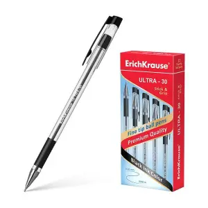 ErichKrause Bolígrafo Ultra-30 Recargable Punta Fina Cuerpo Transparente Tinta Negra 2000m