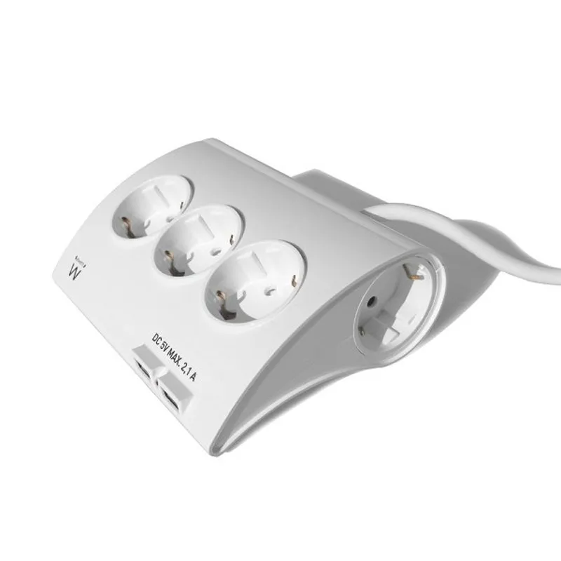 Ewent Ew3935 Regleta 5 Schuko + 2 Usb 2.1A