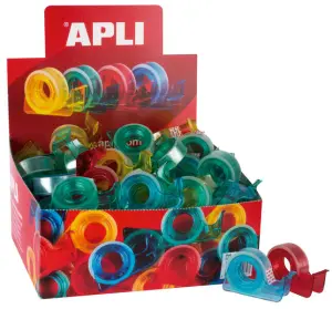 Apli Expositor con 60 Porta Cintas y Cinta Adhesiva 15mm x 10m - Colores Surtidos