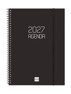 Finocam Agenda Espiral Basics Opaque Anual 2027 Semana Vista Horizontal E10 155x212mm Tapa Polipropileno Negro