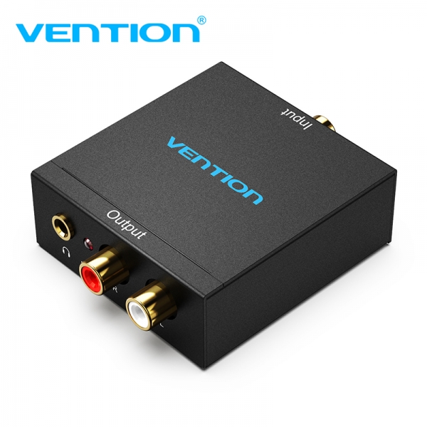Vention Convertidor De Audio Toslink Y Rca A 2X Rca - Color Negro