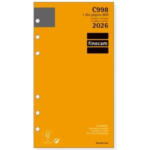 Finocam Recambio Anual Agenda De Anillas Classic C998 609-94X171mm 1DP 2026