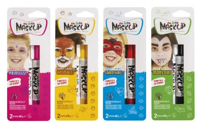 Carioca Mask Up Pack de 12 Blisters de Colores Brillantes para la Piel - Lavables y Mezclables