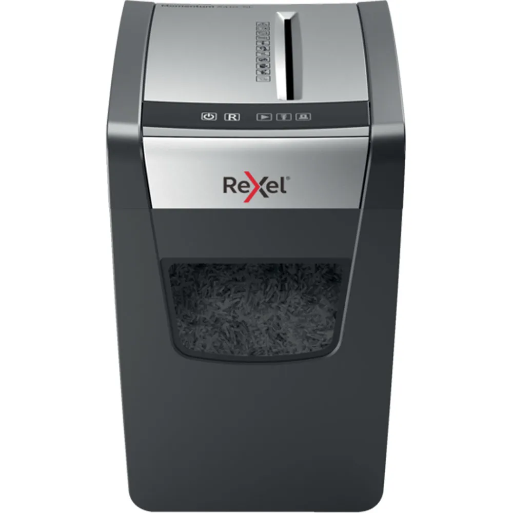 Rexel Momentum X410-SL Slimline Destructora de Papel Manual Corte Confeti - Nivel de Seguridad P-4 - Destruye hasta 10 Hojas - Capacidad de la Papelera 23L - Color Gris