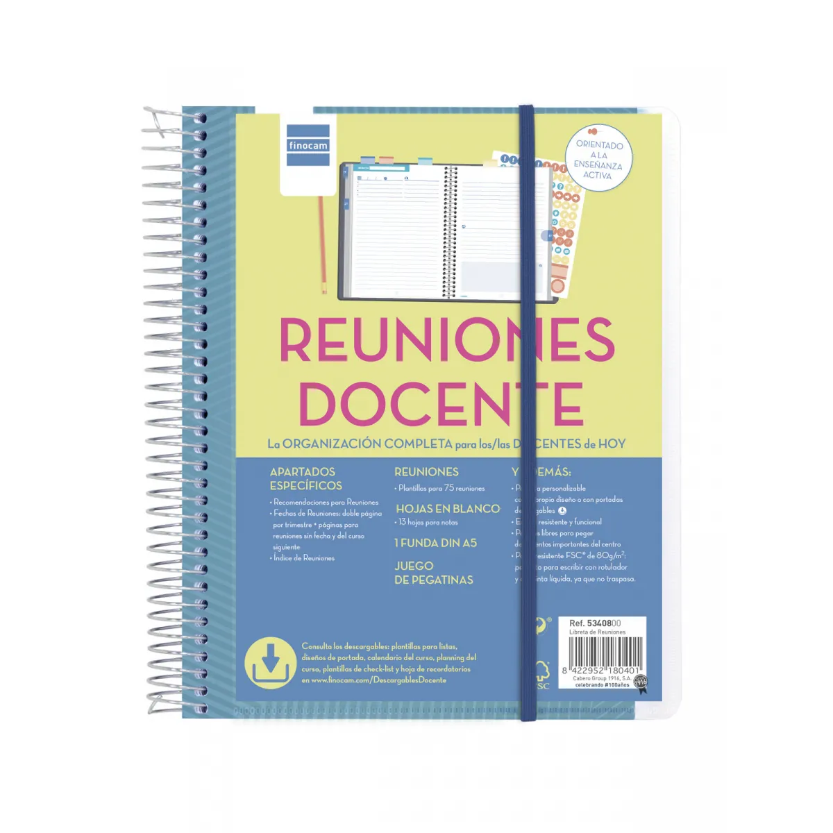 FINOCAM LIBRETA DE REUNIONES DOCENTE ESPIRAL 4º TAPAS PERSONALIZABLES