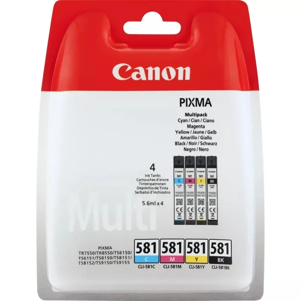 Canon Cli581 Pack De 4 Cartuchos De Tinta Originales - 2103C004/2103C007