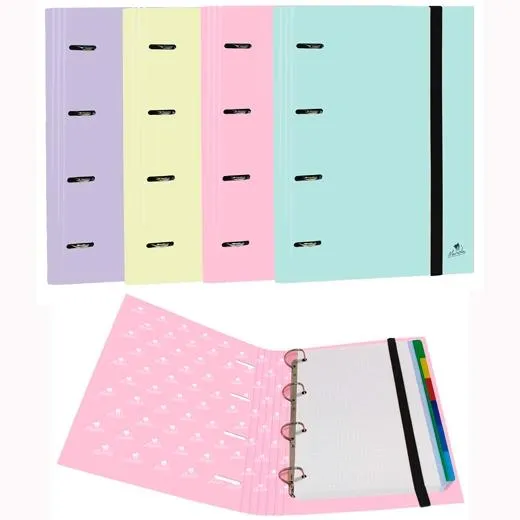 Mariola Carpeta Anillas Mixtas 4 X 25Mm Carpeblock C/Recambio 100H A4 C/Goma 6 Separadores Cartón Forrado C/Surtidos Pastel