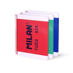 Milan Cuaderno Espiral A4 80H 95G 5X5 Tapa Dura Colección Nata Pack 3 Unidades