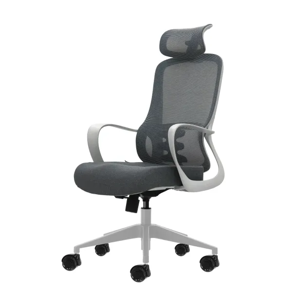 Oqonos Cherg 008 Silla De Oficina Ergonomica Con Reposacabezas Cervical Ajustable, Respaldo De Malla Transpirable, Piston De Gas Clase 4, Soporte Lumbar, Reposabrazos Fijos, Asiento Ergonomico Moldeado Y Ruedas De Silicona - Gris