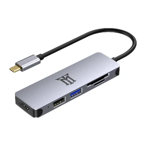 Maillon Technologique MTHUB5 Base Para Portátil y Replicador de Puertos USB 3.2 Gen 2 Type-C Aluminio Gris