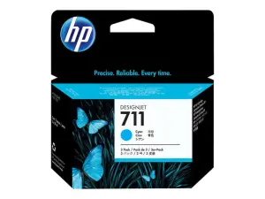 HP 711 Pack de 3 Cartuchos de Tinta Originales Color Cian