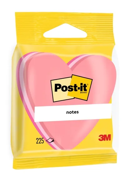 Post-It Bloc De 225 Notas Adhesivas Reposicionables - Forma Corazon - 70X70Mm - Color Rosa