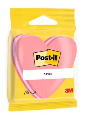 Post-it Bloc de 225 Notas Adhesivas Reposicionables Corazón 70x70mm Rosa