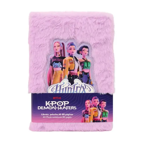 Safta Bloc de Notas K-Pop Demon Hunters A5 Lavanda 80 Páginas 21x14.8cm Tapas de Peluche