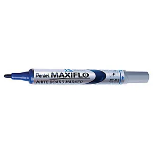 Pentel Maxiflo Rotulador para Pizarra Blanca, Punta de Bala 2mm, Color Azul, 50% Reciclado