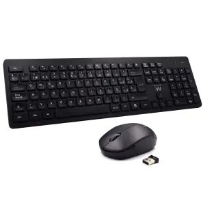 Ewent Teclado y Ratón Inalámbricos USB-A 2.4GHz QWERTY PT 1000dpi Color Negro