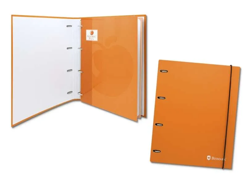 Bismark Carpeta De 4 Anillas Con 80 Hojas Cuadricula 4X4 - Formato A4 - Fabricada En Carton - Color Naranja
