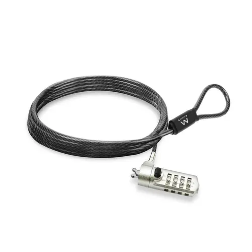 Ewent Cable de Seguridad para Portátil con Candado de Combinación Numérica 1.5m Negro