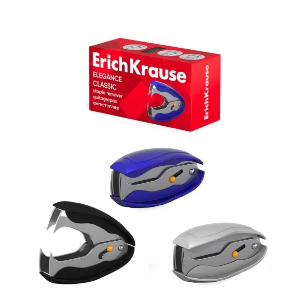 Erichkrause Elegance Classic Quitagrapas Con Cierre De Seguridad - Plastico Resistente A Golpes - Mecanismo De Acero Galvanizado - Tope Incorporado - Colores Surtidos Aleatorios