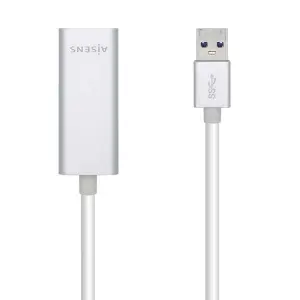 Aisens Conversor USB 3.0 a Ethernet Gigabit 10/100/1000 Mbps 15cm Plata