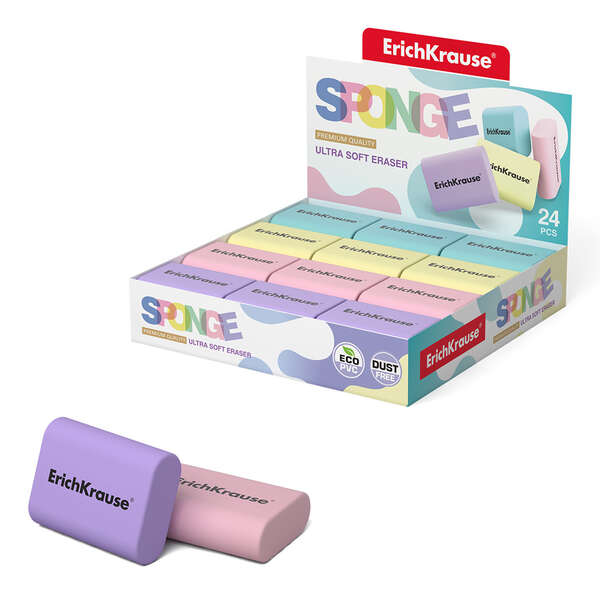 Erichkrause Sponge Goma De Borrar - Borrador Super Suave - Forma Ergonomica - Hipoalergenico Eco-Pvc - Color Blanco