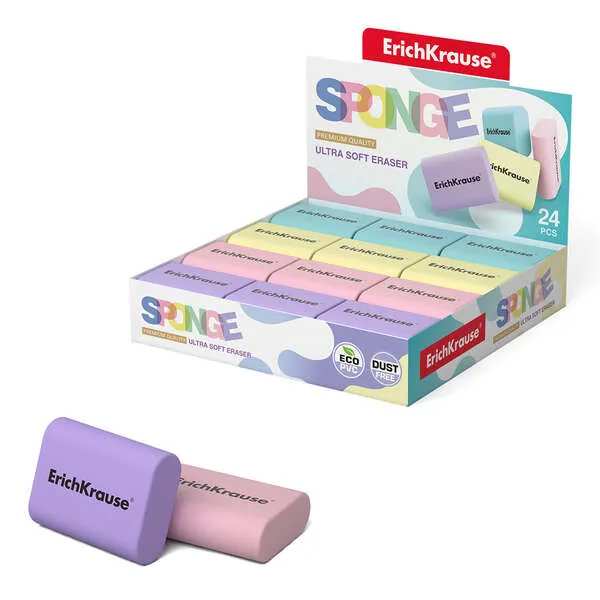 Erichkrause Sponge Goma De Borrar - Borrador Super Suave - Forma Ergonomica - Hipoalergenico Eco-Pvc - Color Blanco