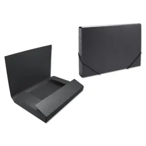 Bismark Carpeta Para Proyectos 350x230x50mm Cartón Negro Cierre Con Gomas