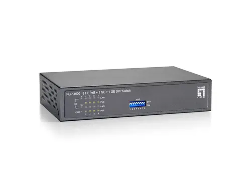 Switch No Gestionable Level One Fgp-1000 10P 8Xpoe 100Mb 1Xgb 1Xgb Sfp 120W Carcasa Metalica