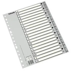 Esselte Abecedario Separador Multitaladro Polipropileno A4 Gris