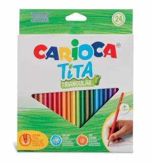 Carioca Tita Pack de 24 Lápices Triangulares Lavables - Mina Ø 3mm Segura