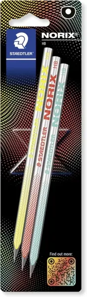 Staedtler Norix Pack de 3 Lápices de Grafito HB - Madera Negra - Diseño Inteligente