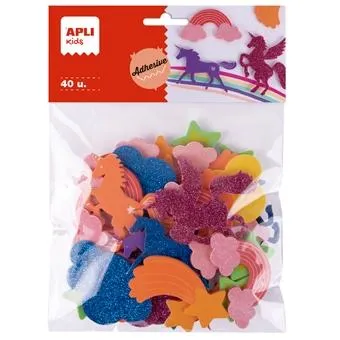 Apli Formas De Goma Eva Adhesiva Diseño Unicornios Bolsa 40 Piezas Surtidas +4 Años